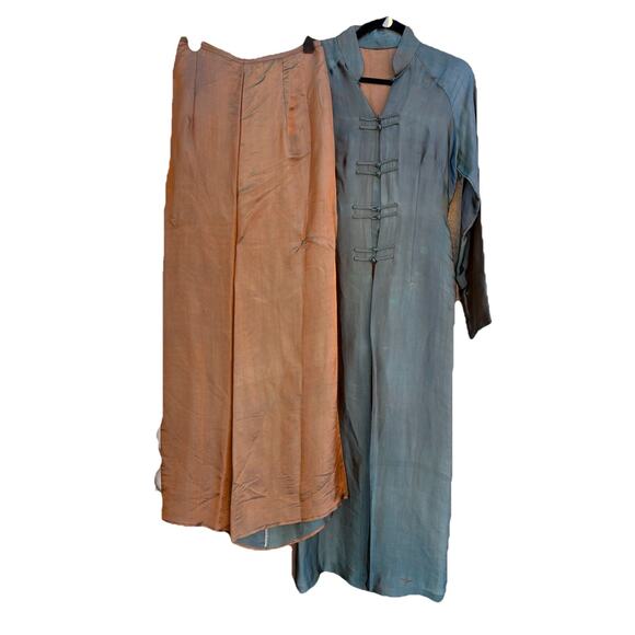 VTG 100% Thai Silk Teal And Brown Lounge Set, Women’s XS/2 - Picture 1 of 11